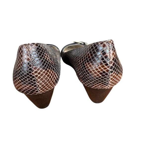 Michael Kors Brown Snakeskin Pattern Leather Flats With Black Buckle Accents 7M - Picture 9 of 10